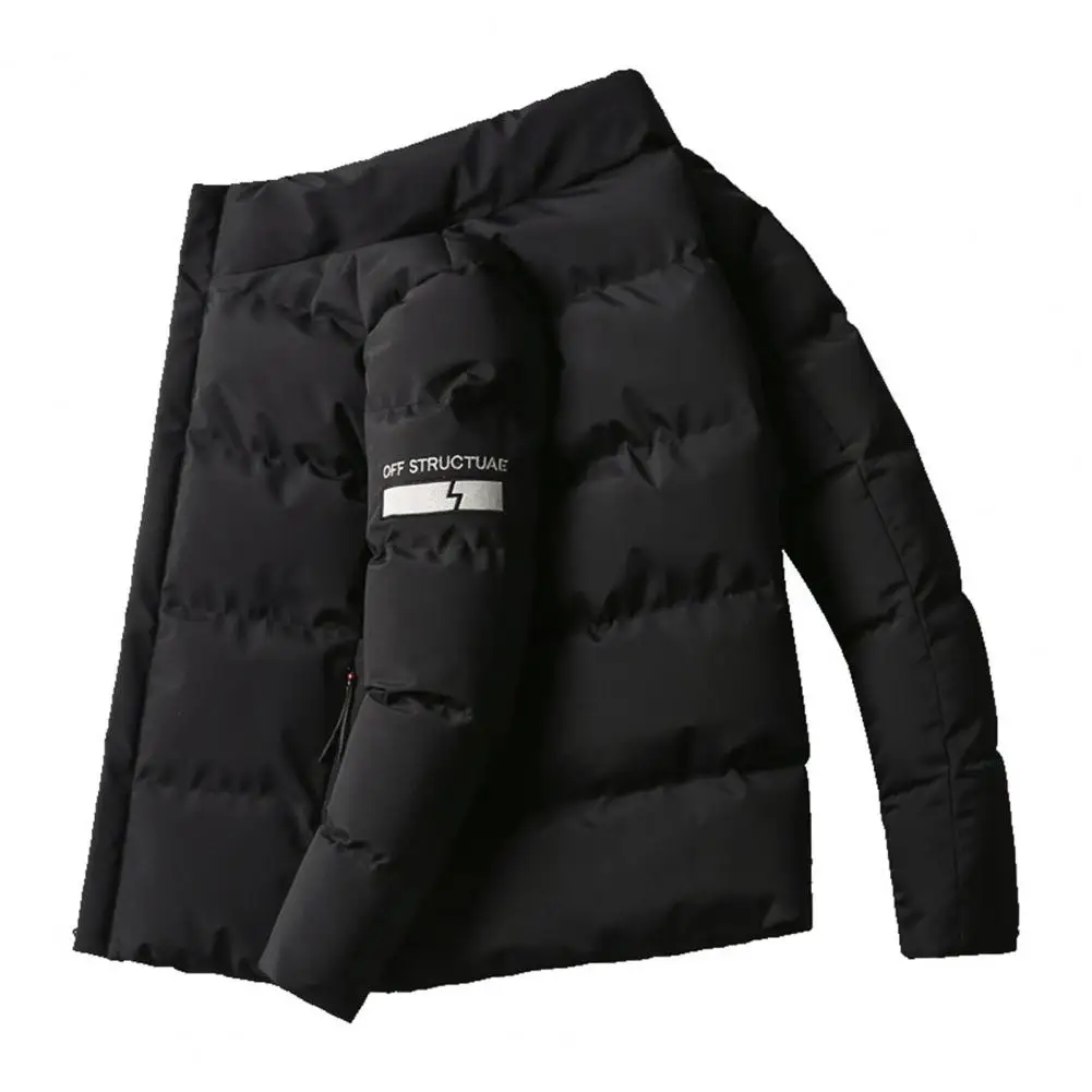 Plus Size Männer Parka Mantel Baumwolle gepolstert Stehkragen Brief Stickerei koreanischen Stil kälte feste flauschige Füllung Parkas Jacke