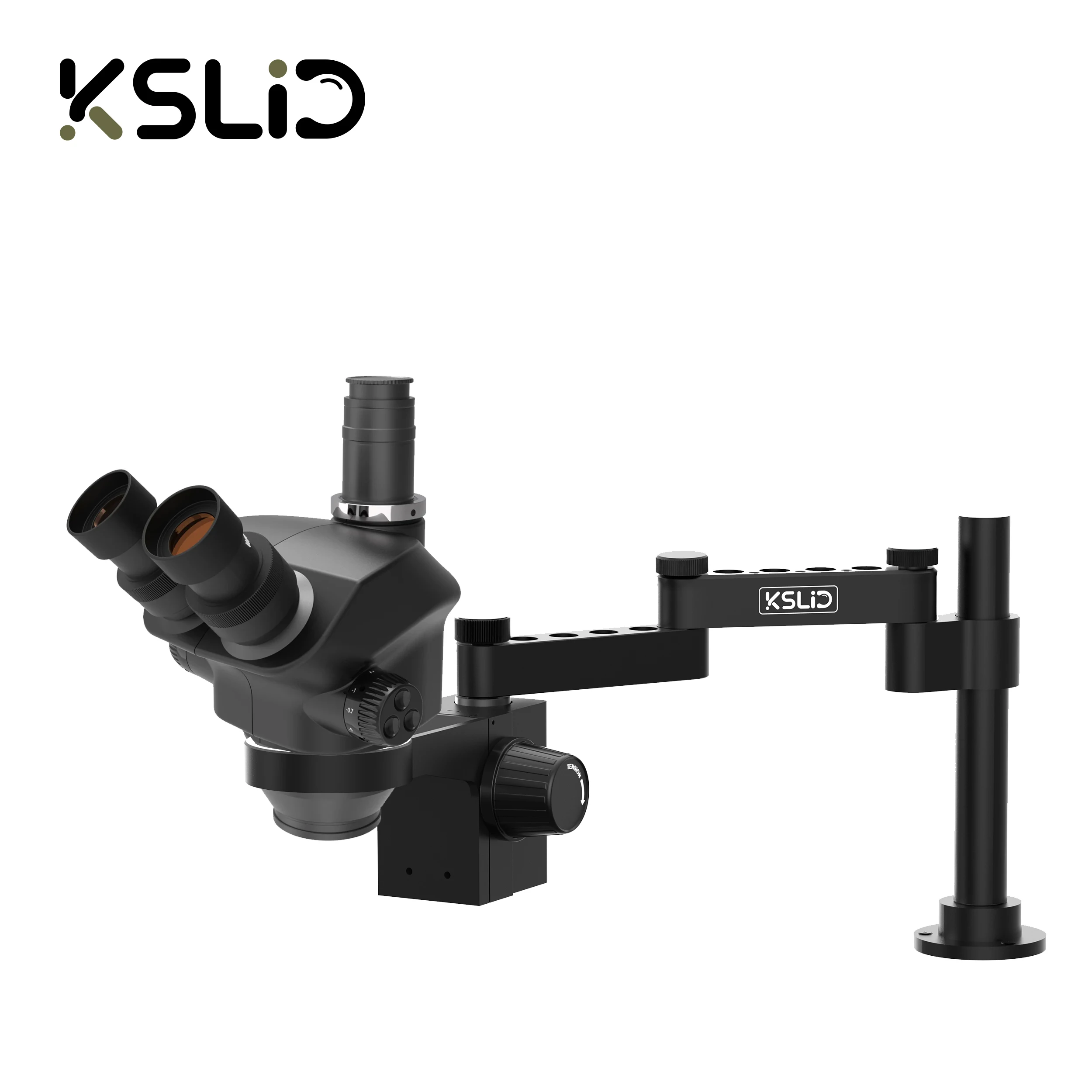 KSLID 7050T-K047 กล้องจุลทรรศน์ขาตั้งออกแบบไขควงตําแหน่งรูสะดวกตําแหน่งการทํางานใดๆ,360 °   หมุนหน้าหลัง