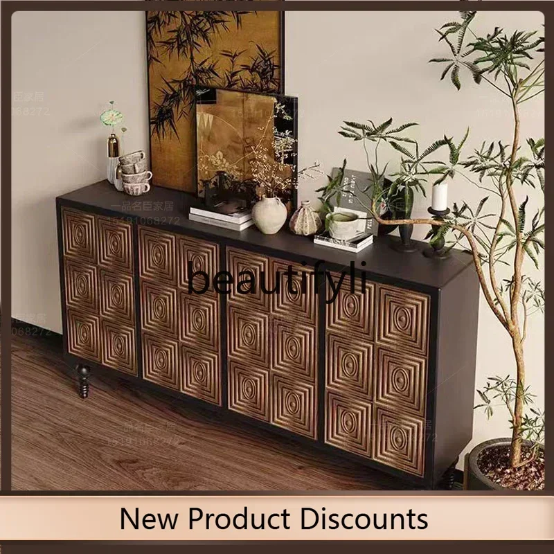 NQ52 Great discounts  French medieval solid wood door porch cabinet creative American side cabinet decorative storage shoe cabin
