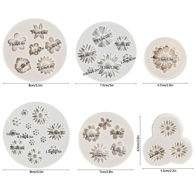3D 데이지 야생 국화 꽃 모양 실리콘 베이킹 몰드, 초콜릿 베이킹 퐁당 케이크 액세서리 도구, 수지 몰드