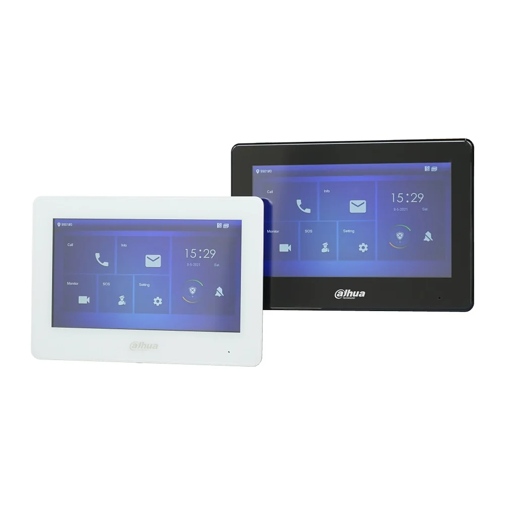 Dahua-Multi-Language Video Intercom Monitor, Campainha IP, Monitor PoE Interior, Versão SIP, VTH5421HW, VTH5421HB, 802.3af, 7"