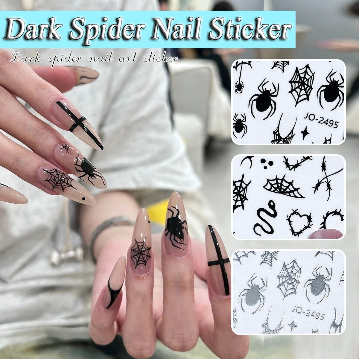 Halloween Cartoon Ghost Design Nail Art Aufkleber mit Spinne Skelett Muster Nagel Dekoration Aufkleber