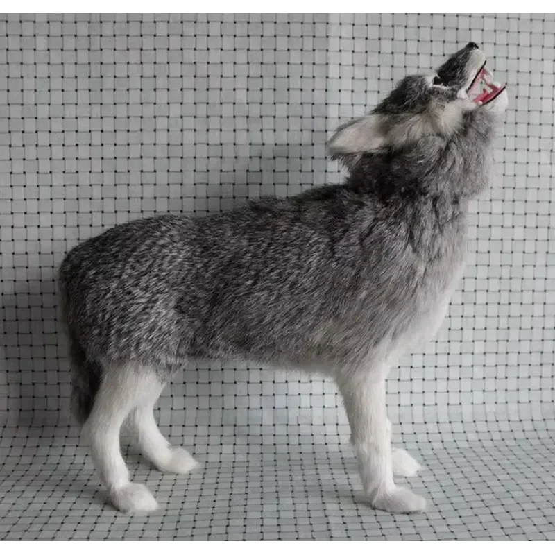 for Vivid Realistic Standing Wolf Figurine Life Size Taxidermy Doll Home Decor Living Room Office Desktop Ornament Gift