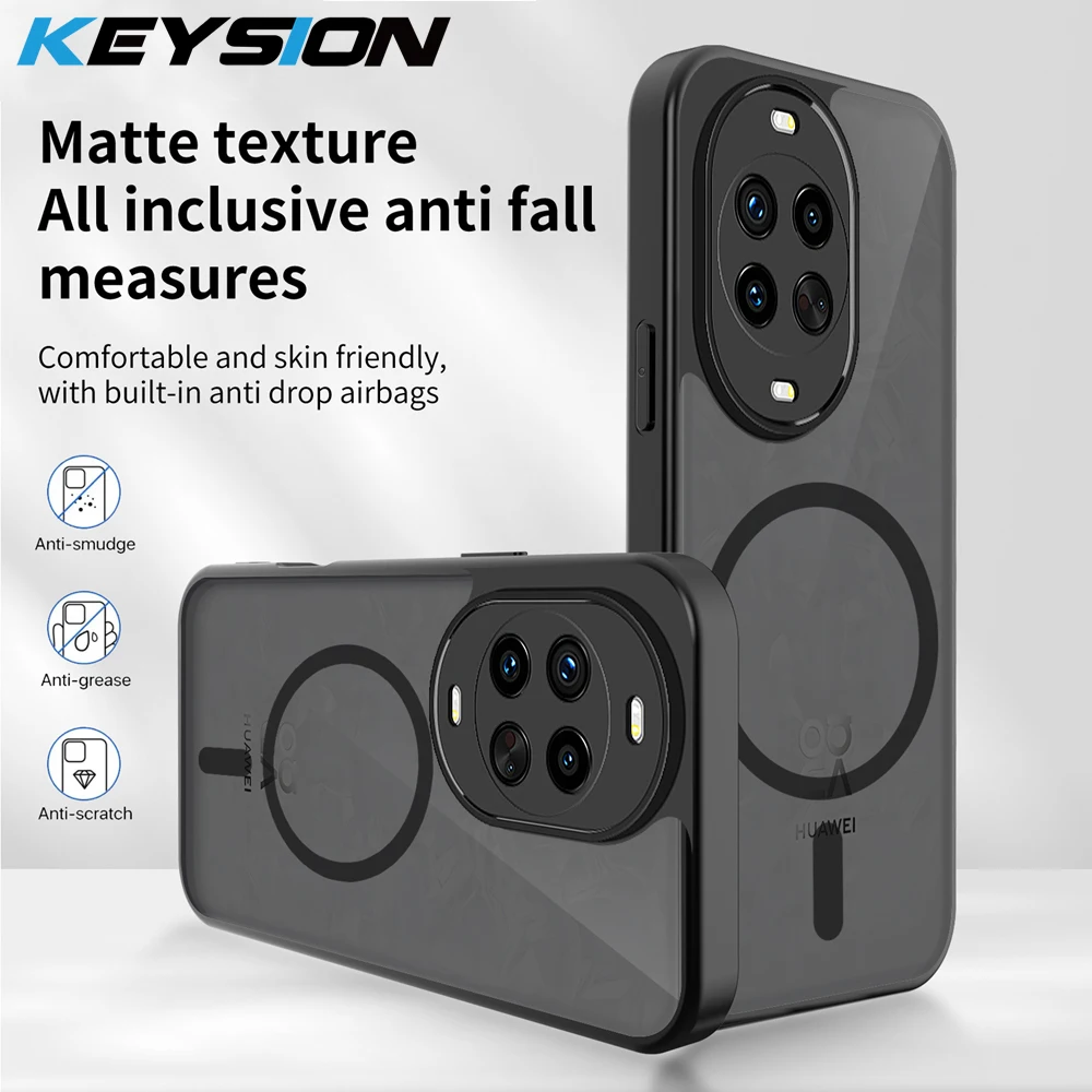 

Магнитный чехол KEYSION для телефона Huawei nova 14 Pro, силиконовый + поликарбонатный матовый полупрозрачный противоударный чехол для Huawei nova 14