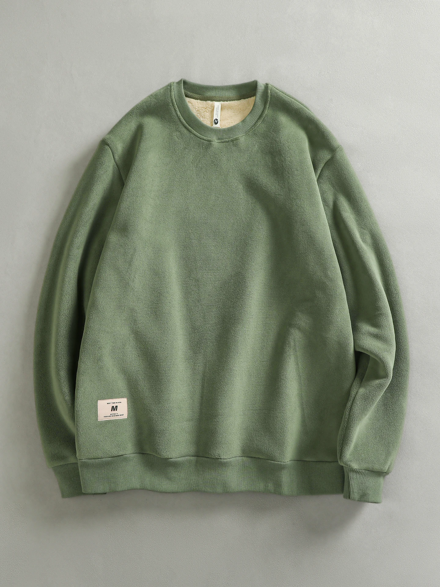 

Thickened Lamb Velvet Warmth Emitting round Neck Sweatshirt Men Winter New Loose Comfortable Casual Overhead Long Sleeve