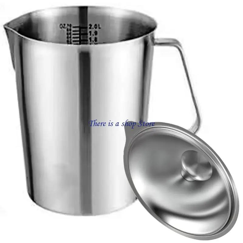 D0AD Professional Coffee Milk Jugs 4 Size 500ml 1000ml 1500ml 2000ml Locking Lid Design Durable Nonrust Steel Measuring Cup