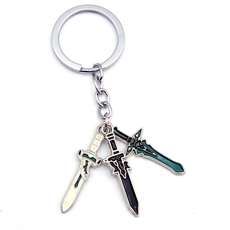 Sword Art Online Keychain SAO Asuna Kirito Elucidator DARK REPULSER Keyring for Men Anime Accessories Key Ring Pendant llaveros