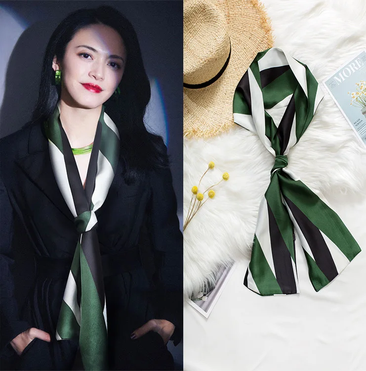 Elegant Women's Long Silk Scarf - The Ultimate Accessory for Hijab, Shawls, and More 15x145cm