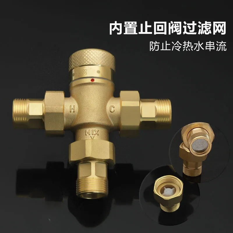 New Solar Thermostatic Mixing Valve Full Copper Union 4 6 1 Inch Auto Hot Cold Water Control Valve For Pipeline Engineering