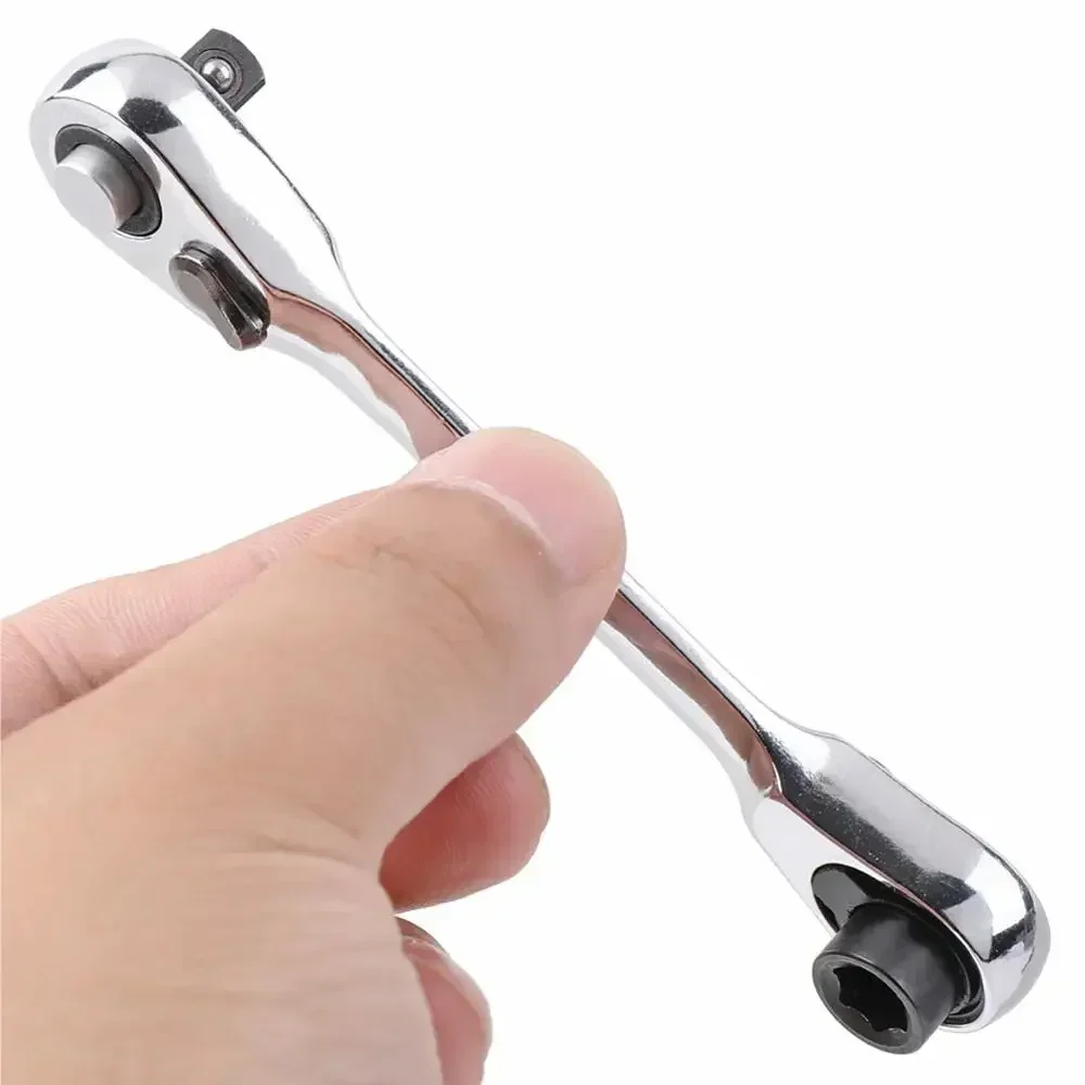 1/4inch Dual Head Quick Socket Portable Wrench 72 Teeth Mini Ratchet Handle Wrench Hex Bit Double Ended Screwdriver Spanner Tool