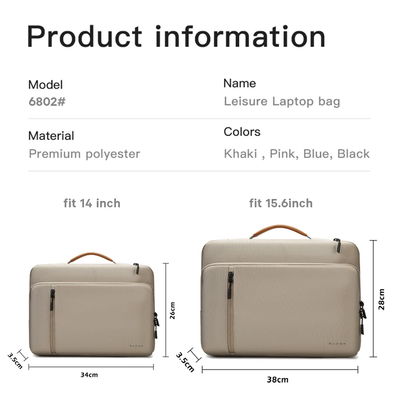 BANGE Schlanke Laptop-Hülle, 14–15,6 Zoll, Notebook-Tasche für Herren, stoßfeste Computer-Aktentasche für Geschäftsreisen, Laptop-Tasche