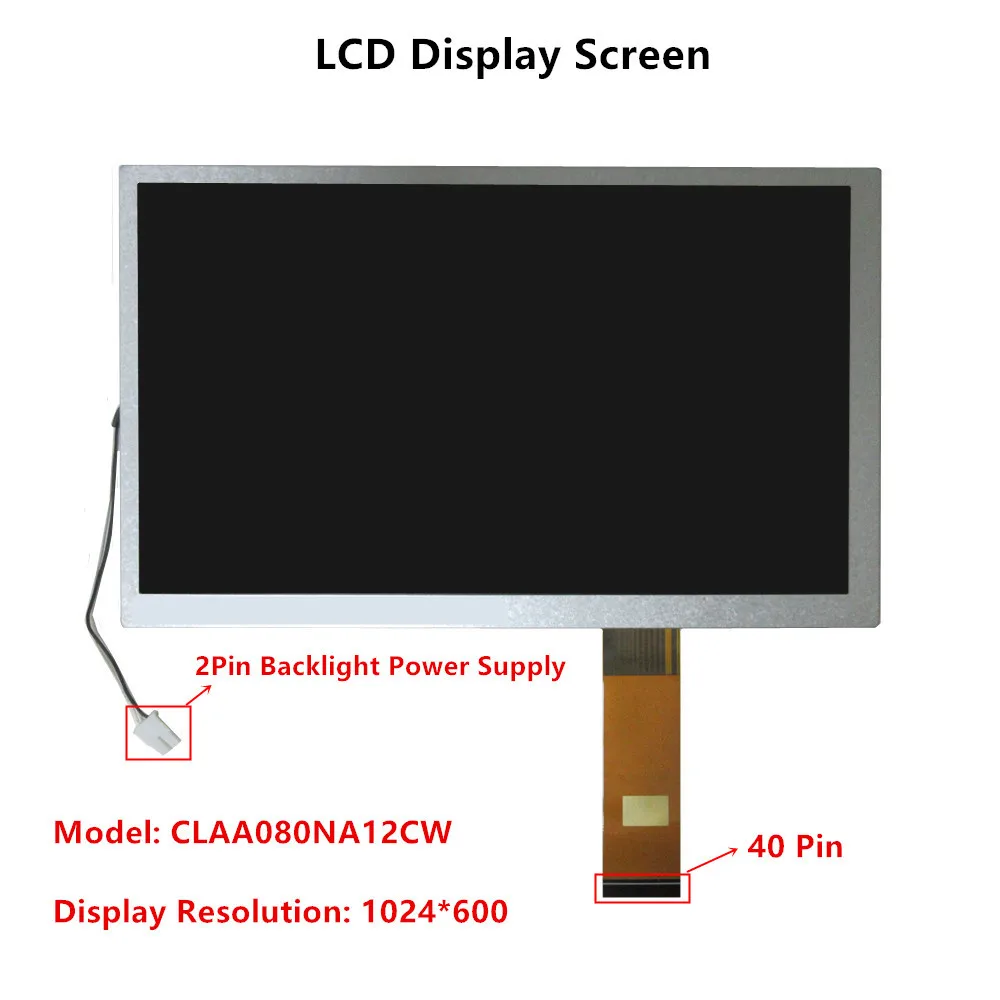 8 Inch 40Pin CLAA080NA12CW 73003000742B E19454B LCD Display Screen Panel Digitizer Touchscreen GT911 For Car Navigation DVD