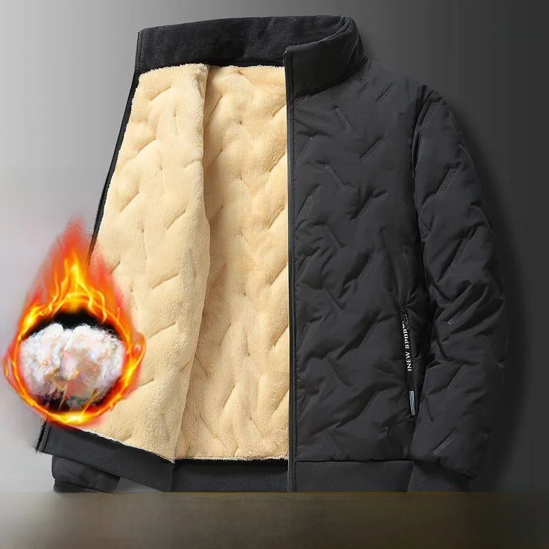 

Thiened Lamb Velvet School orm Inner Wear for Teenagers Winter Warm Cotton Jaet Loose Fit ort Sle Zipper Closure