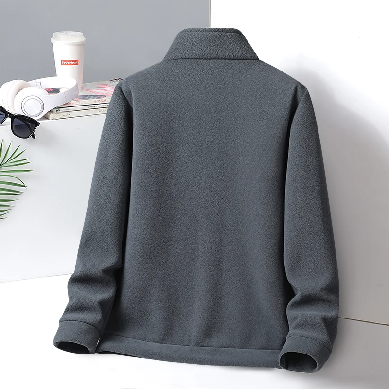 Chaqueta de algodón con cuello levantado para hombre, chaqueta de pesca al aire libre para otoño e invierno, chaquetas superiores cálidas y suaves de lana Simple