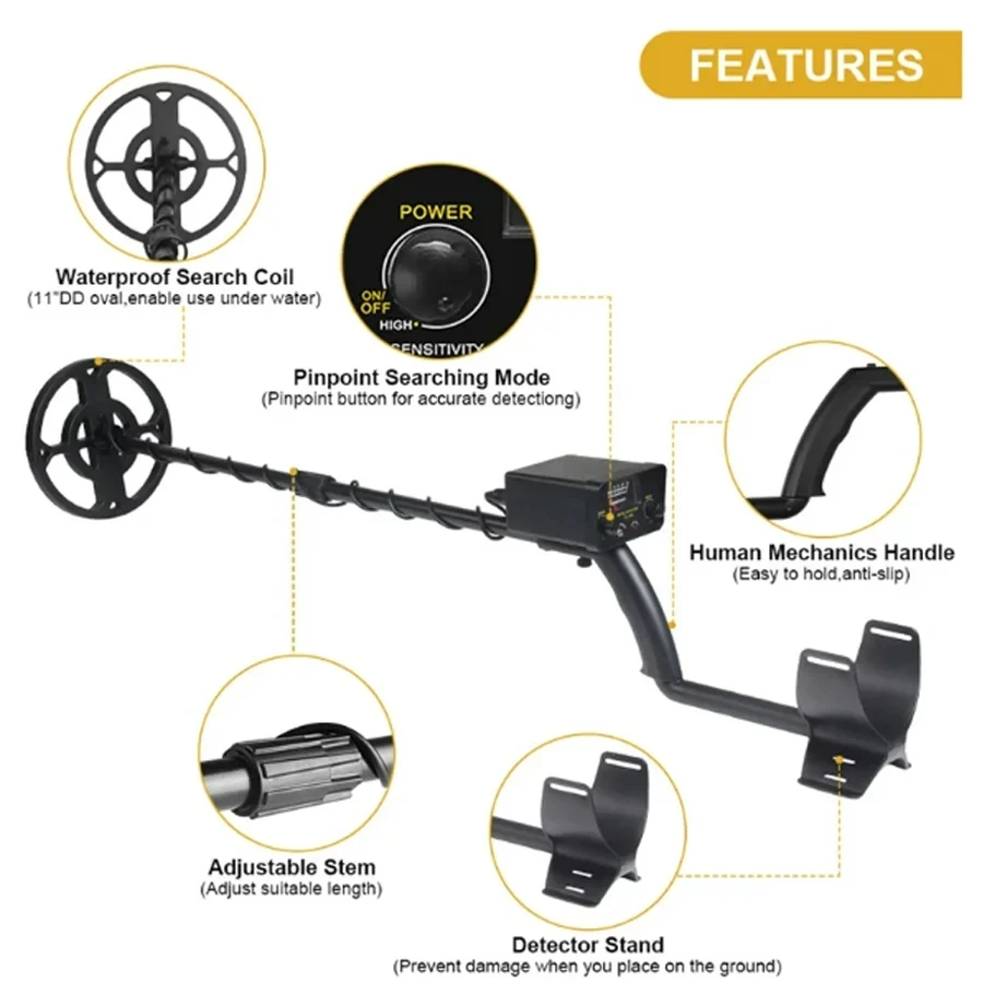 Tanxunzhe TC-200 Outdoors Metal Detector Underground Wire Iron Metal Gold Detector Adjustable Tracker for Treasure Search