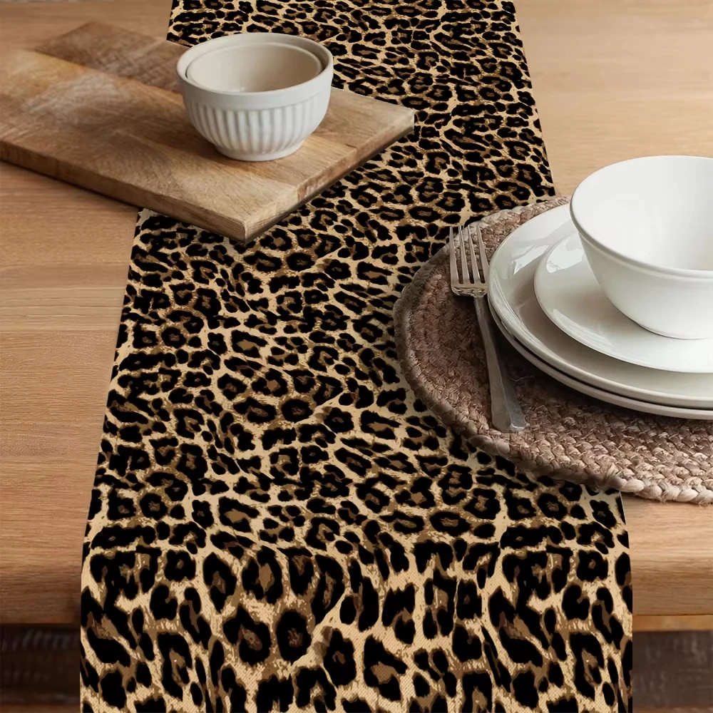 Luxurious Leopard Print Table Runner | Farmhouse Kitchen Decor | Perfect for Family Gathering Table Decoration