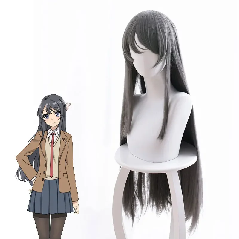 Sakura Ajima Grey long wig cosplay costume Seishun blind Yarou WA bunny girl senpai no Yume wo Minai heat resistant hair