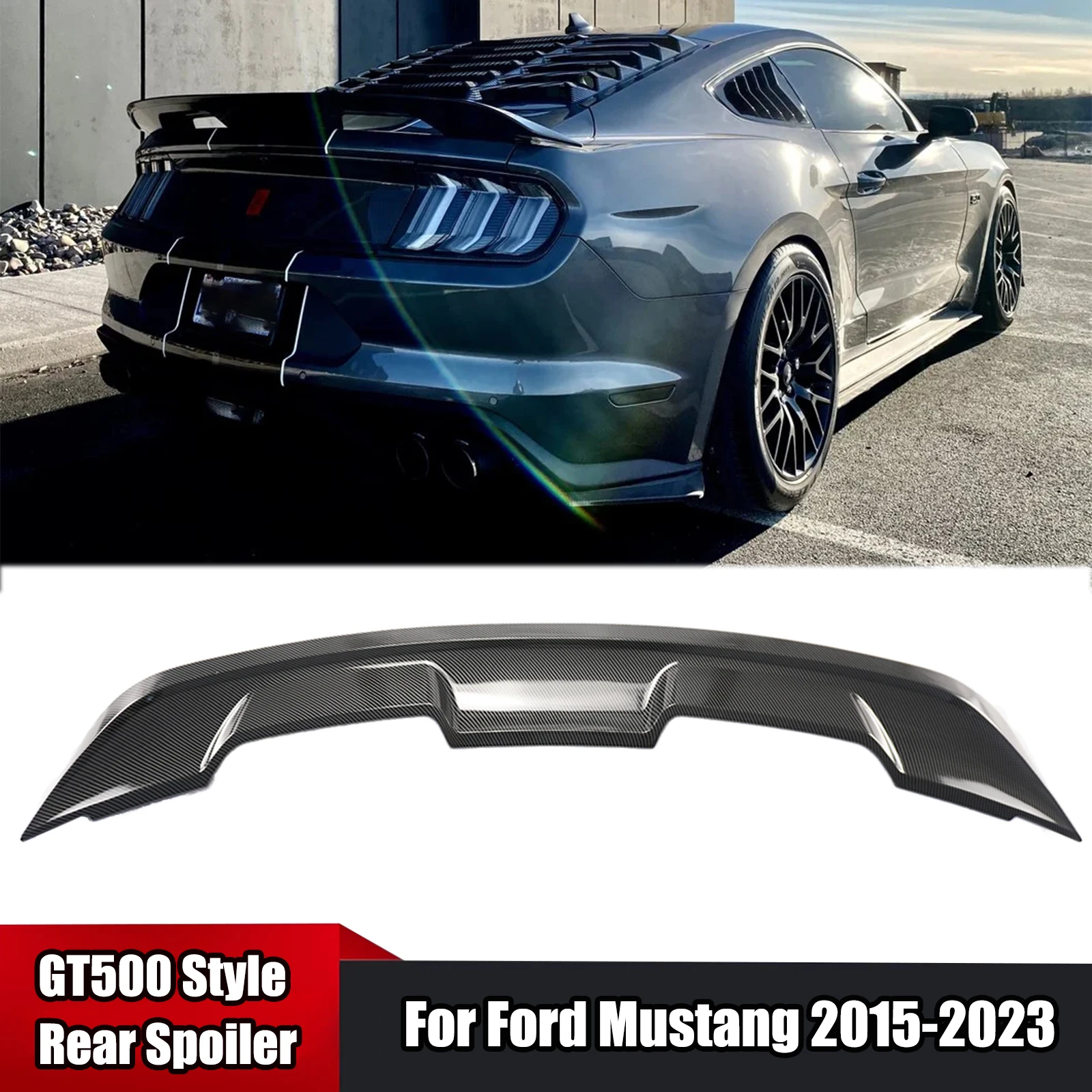 For Ford Mustang 2015-2023 GT500 Style Rear Spoiler Car Tail Wing Diffuser Trunk Lip Splitter Exterior Accessory