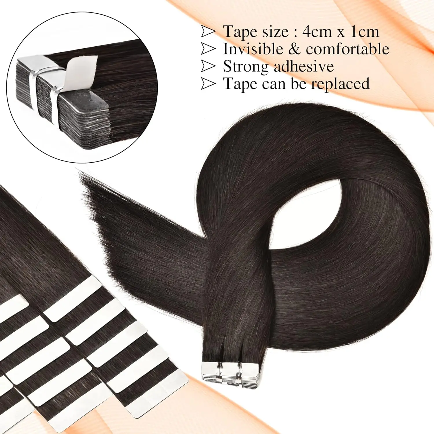 26 Inches Tape In Hair Extensions Human Hair Straight Remy Hair 20Pcs 50G Natural Color Real Human Hair Tape In Extensions