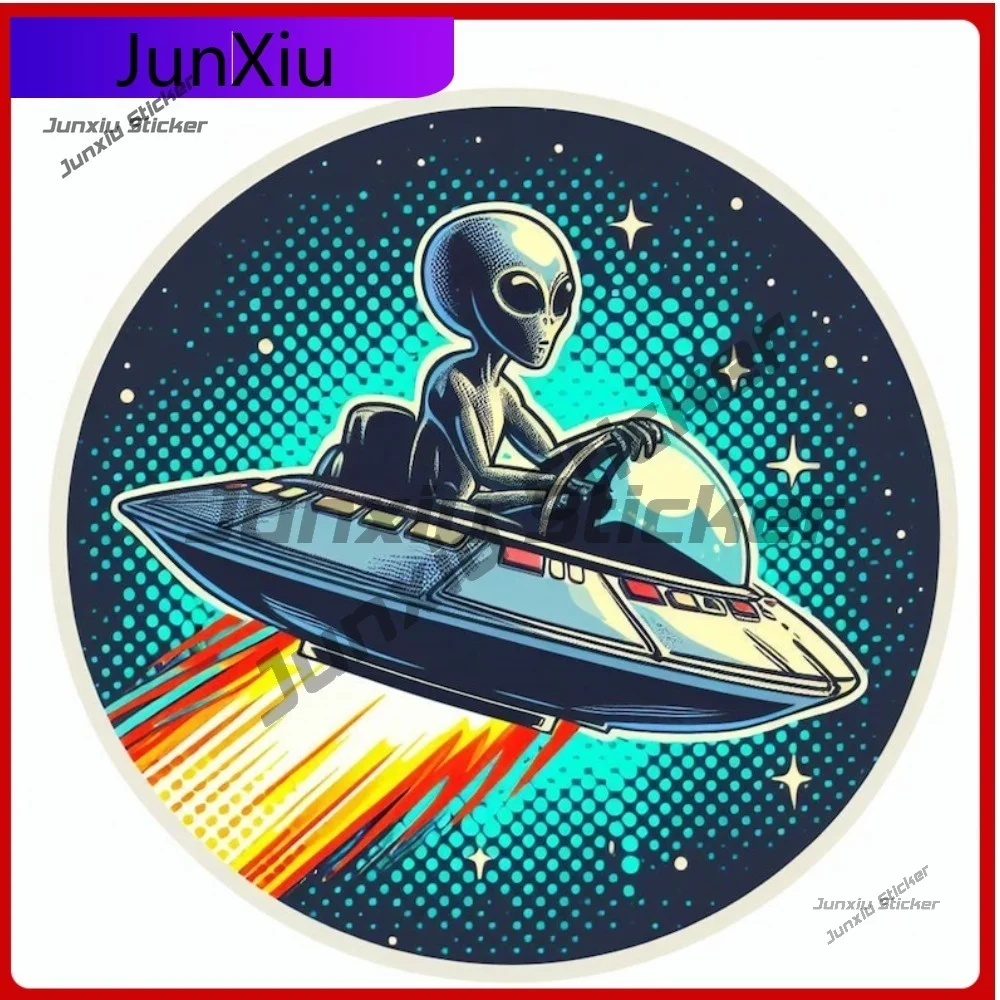Cool Alien Sticker UV Resistant Waterproof Vinyl Decal Vehicle Scratch Durable Decoration Sunproof Protective Stylish