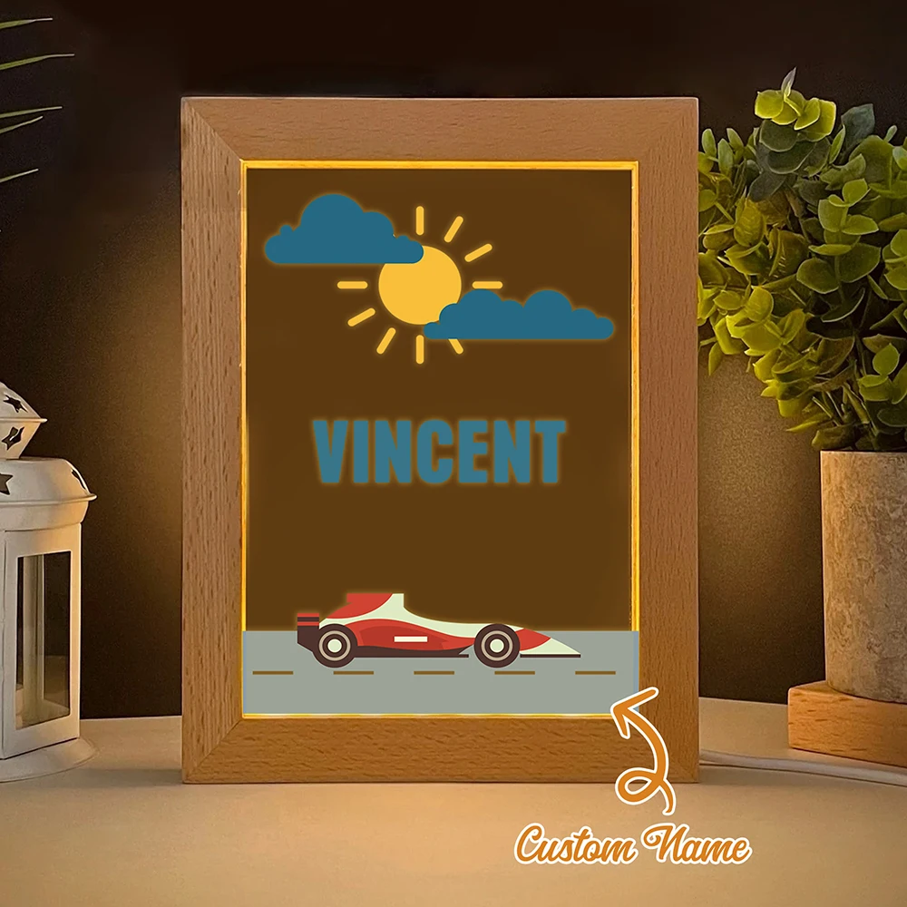 

Red Sports Car Personalized Name LED Night View Photo Frame Custom Gift Family Living Room Bedroom Dining Room Home Decoration