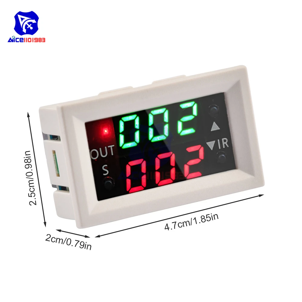 T2401-O/N DC 12V Zeitrelais-Modul mit Verzögerung, Dual-Display Digital-Zeitrelais, Direkt-/Passiv-Ausgang, Mini-LED-Digital-Timer – Detail 22
