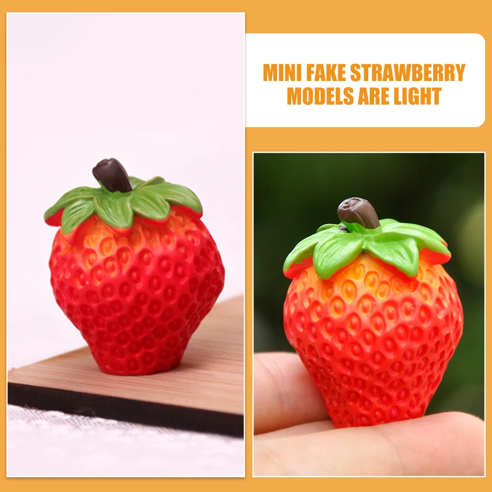 

6pcs Mini Artificial Strawberry Faux Resin Simulation Decor House Photo Props Desktop Strawberries Realistic Durability