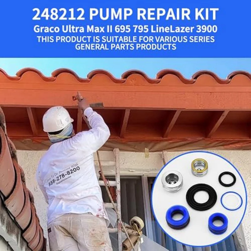 

wader repair kit 248212 Pump Repair Kit for GracoAirless Paint Sprayer Ultra Max II 695 795 LineLazer 3900 Aftermarket 1Set