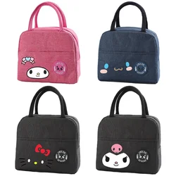 Sanrio Lunch Bag Hello Kitty Kuromi Cinnamoroll Thermal Insulation Box Anime Kawaii Expression Bento Case Kids School Food Pouch