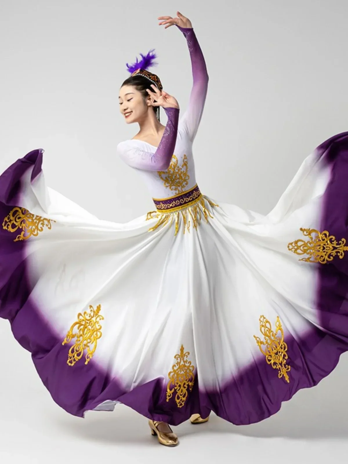 Xinjiang dance performance, my performance costume, big swing skirt, art test dress, minority new 1-piece package