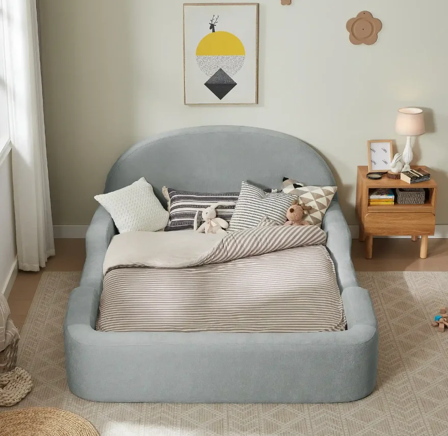 2026 New Frameless Low To Ground Eco Friendly High Density Foam Toddler Floor Bed Safe Sleeping Kids Bed for Bedroom Living Room
