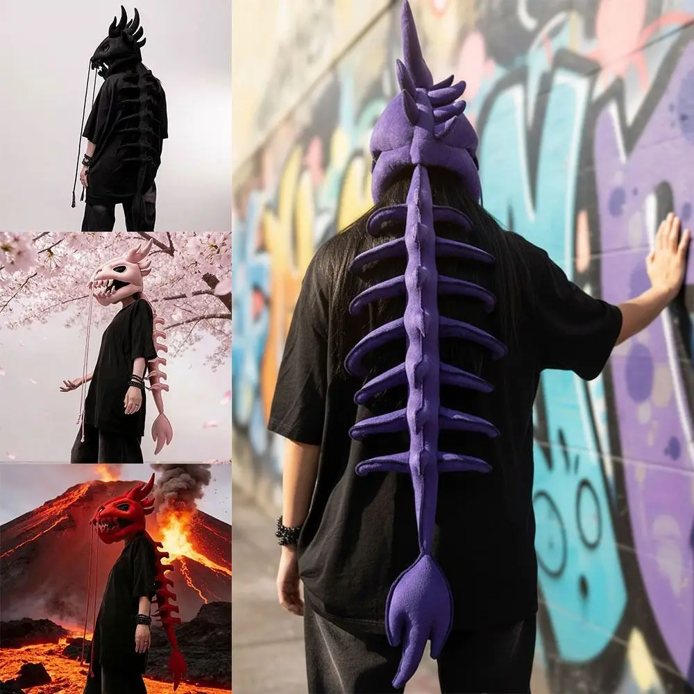 

New Costume with Mask Cosplay Headset Skeleton Costume Personality Solid Color Wearable Outfit 80cm PP cotton Cosplay Props