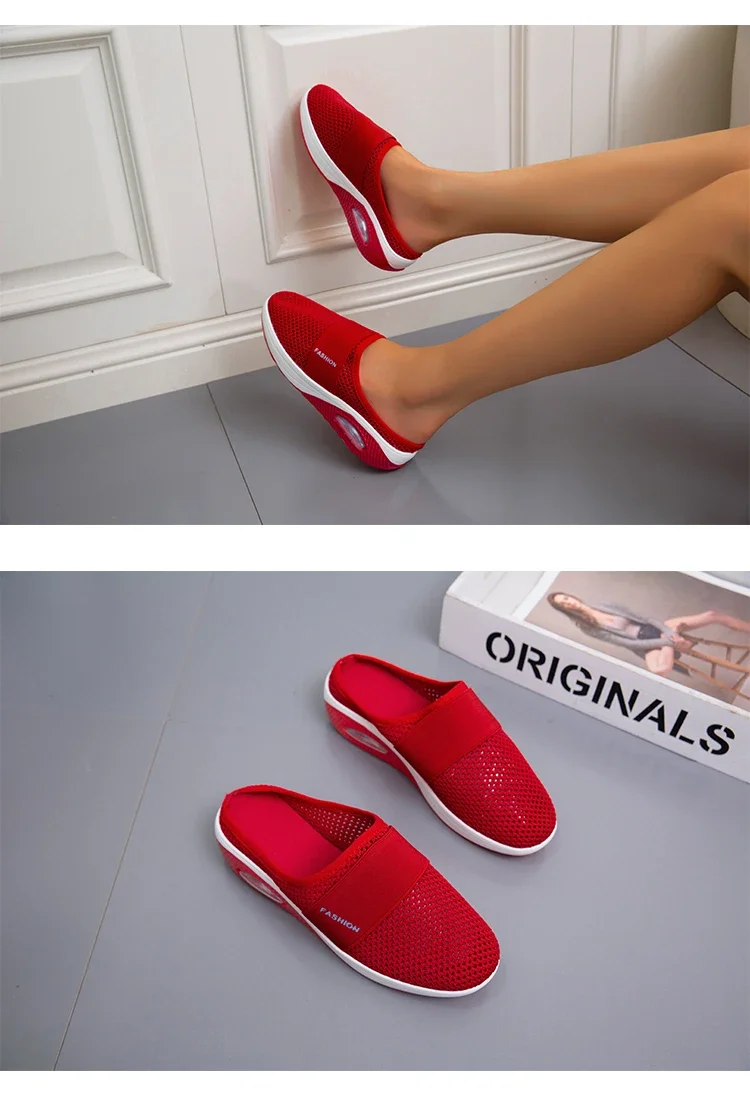 2025, Sommer europäische und amerikanische große Baotou-Halbhausschuhe für Damen, Mesh, ohne Absatz, Slip-on-Damenschuhe, flache Schuhe – Detail 17