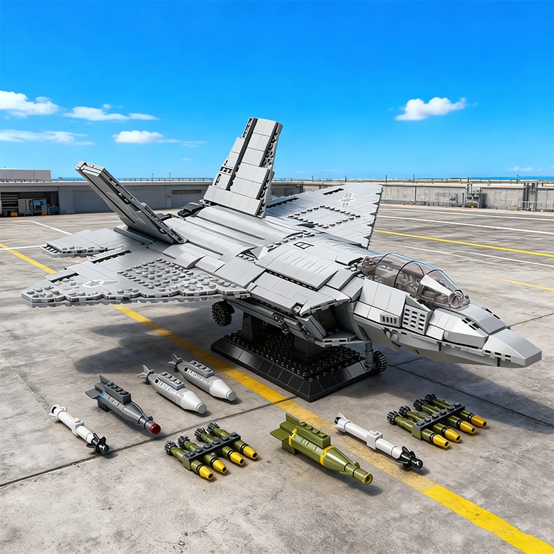 

F-22 Stealth Fighter Building Blocks Air Force Combat Aircraft Model Bricks Desktop Decoration DIY Toys For Kids Holiday Gifts