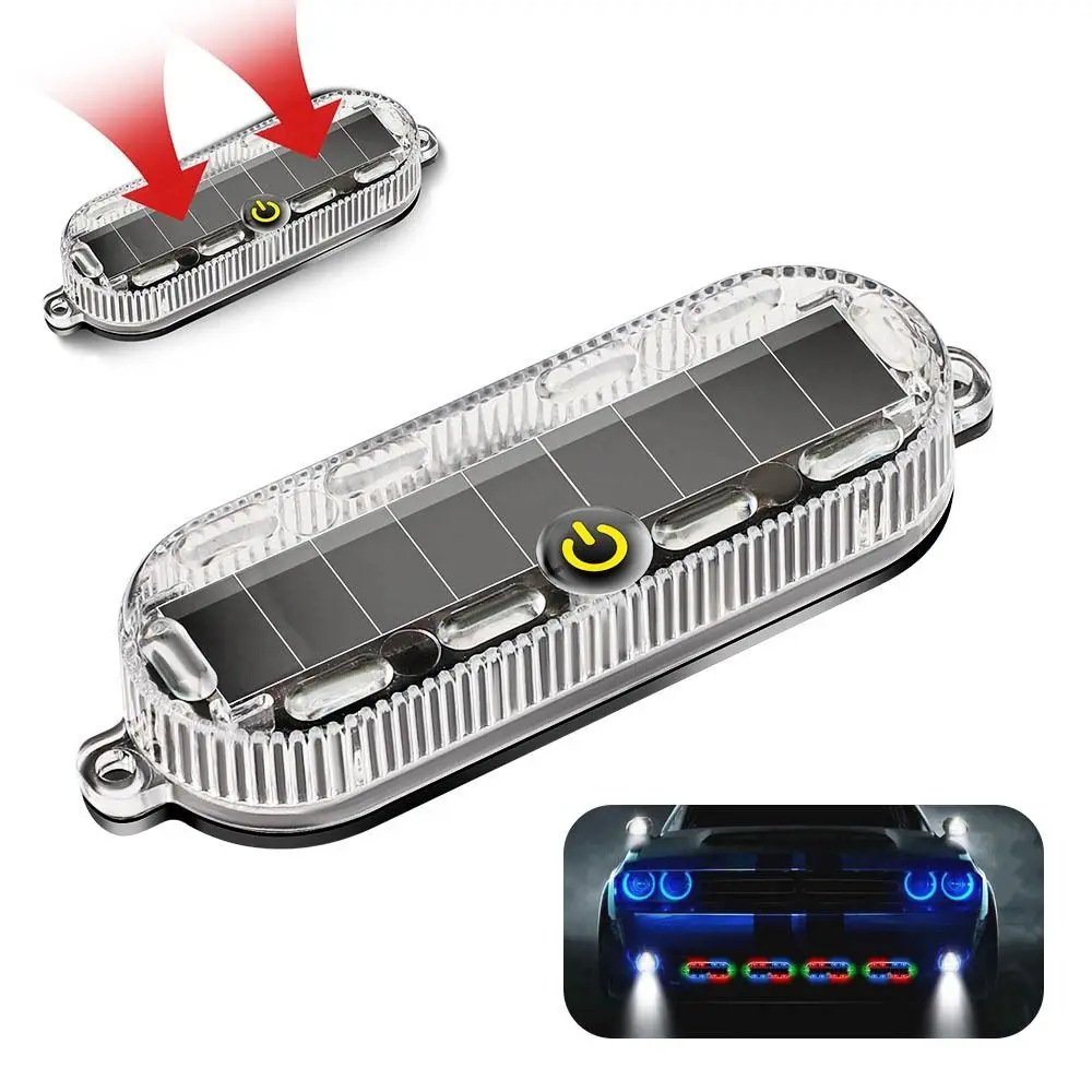Durable Waterproof Solar LED Warning Light Solar Powered Intelligent Sensing Car Warning Light Bicycle Safety Light