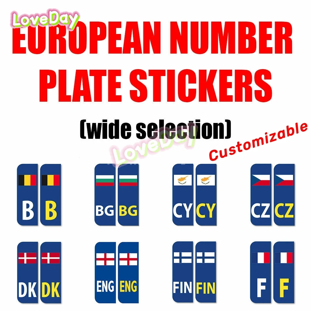 

European Country Flag Stickers License Number Plate Vinyl Car Stickers F NL UK I E CZ CY and Many More Wide Selection