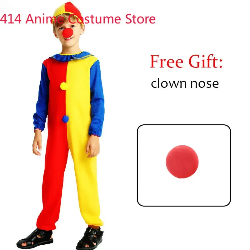 Naughty Joker Jester Clown Costume Child Kids Boys Girls Fantasia Party Carnival Purim Halloween Costumes Cosplay