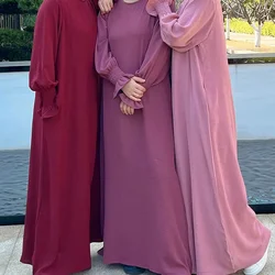 Under Abaya Long Slip Inner Dress Smocked Cuffs Muslim Dresses for Women Ramadan Islamic Clothing Casual Dubai Turkey Hijab Robe