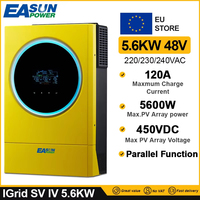 EASUN POWER Hybrid Solar Inverter 5.6KW 230vac MPPT 120A Solar Charger PV Input 6000W 450vdc LED Ring Lights Touchable Button