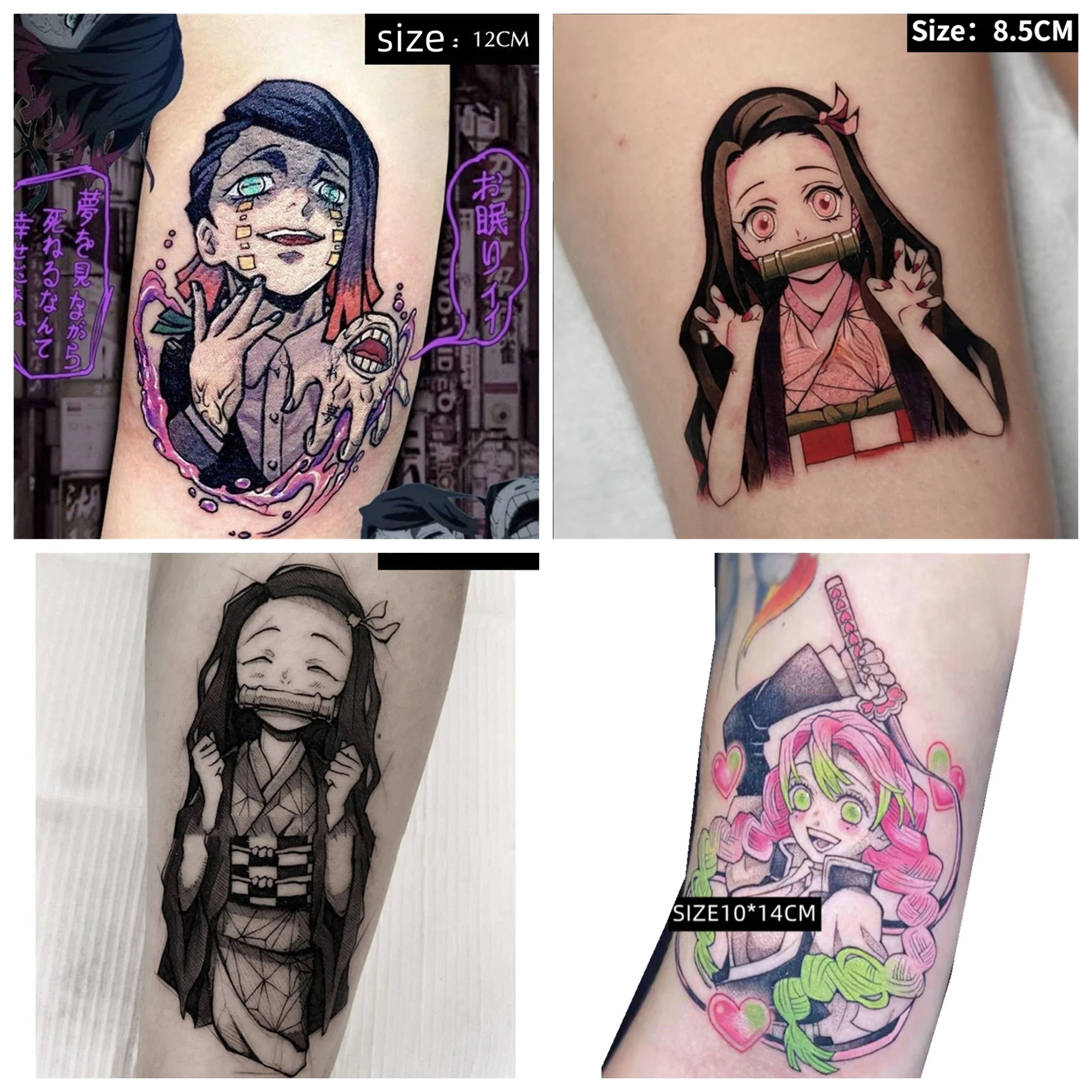 

21 Style Kochou Shinobu Anime Temporary Tattoos Kimetsu No Yaiba Demon Slayer Cartoon Body Art Waterproof Fake Tattoo Sticker