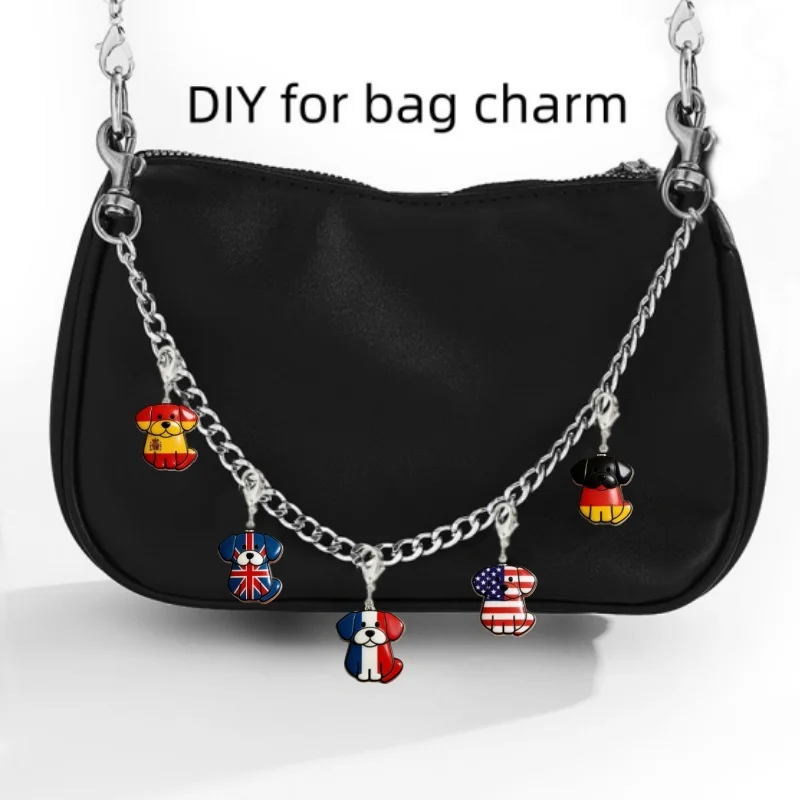 Jeshayuan لطيف الكلب على شكل العلم الوطني سحر للنساء مخصص أي علم الدولة قلادة لسوار حقيبة سلسلة DIY مجوهرات