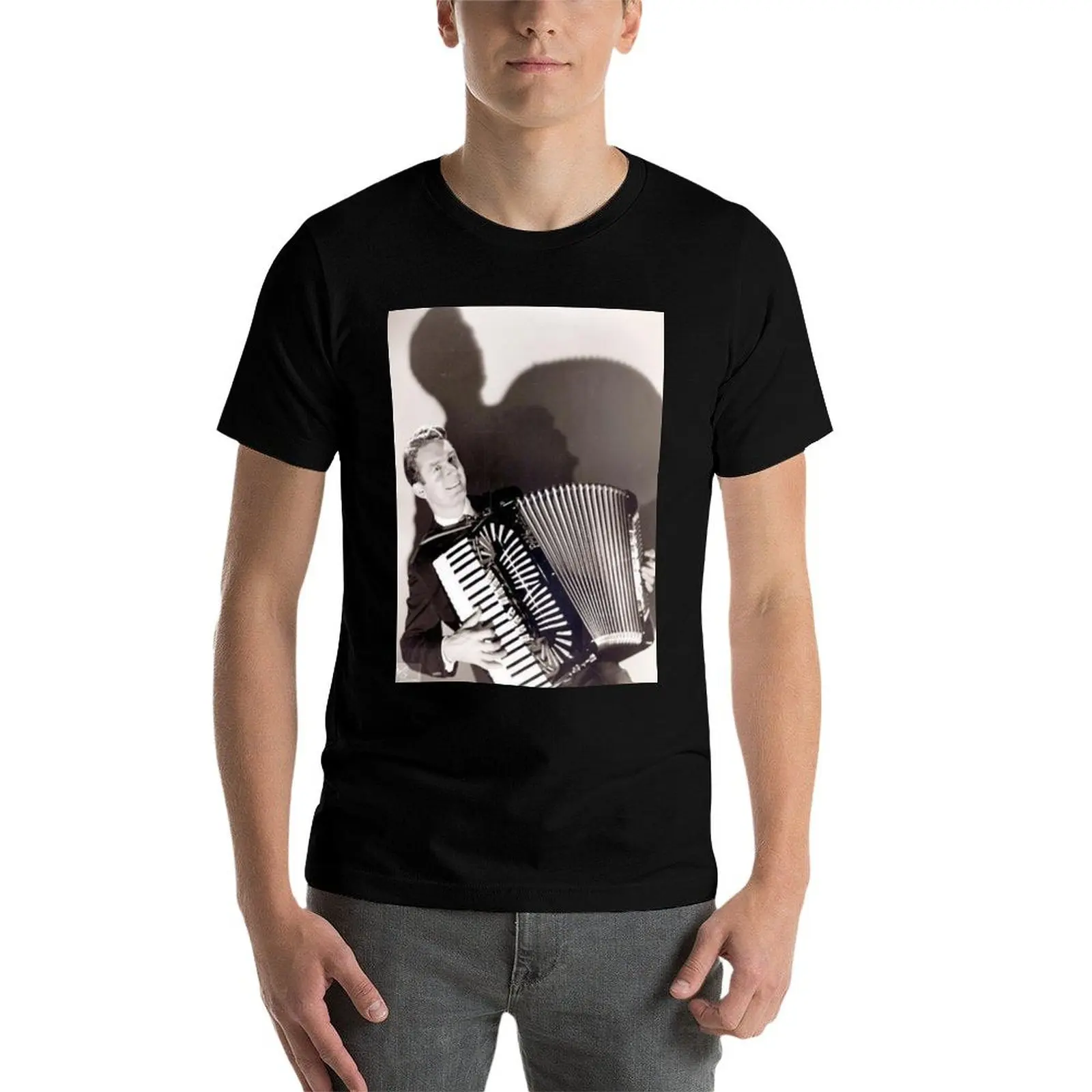 صورة عادية فلورين للقمصان رجل القطن تي جرافيك رجل قمصان مع قميص تي شيرت Myron B & W t 100% مضحك t الأكورديون