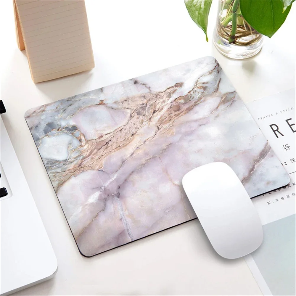 Marble Nordic Style Small Mouse Pad Computer Laptop Mousepad Rectangle Non-slip Rubber Base Deskpad Table Mat Desk Accessories