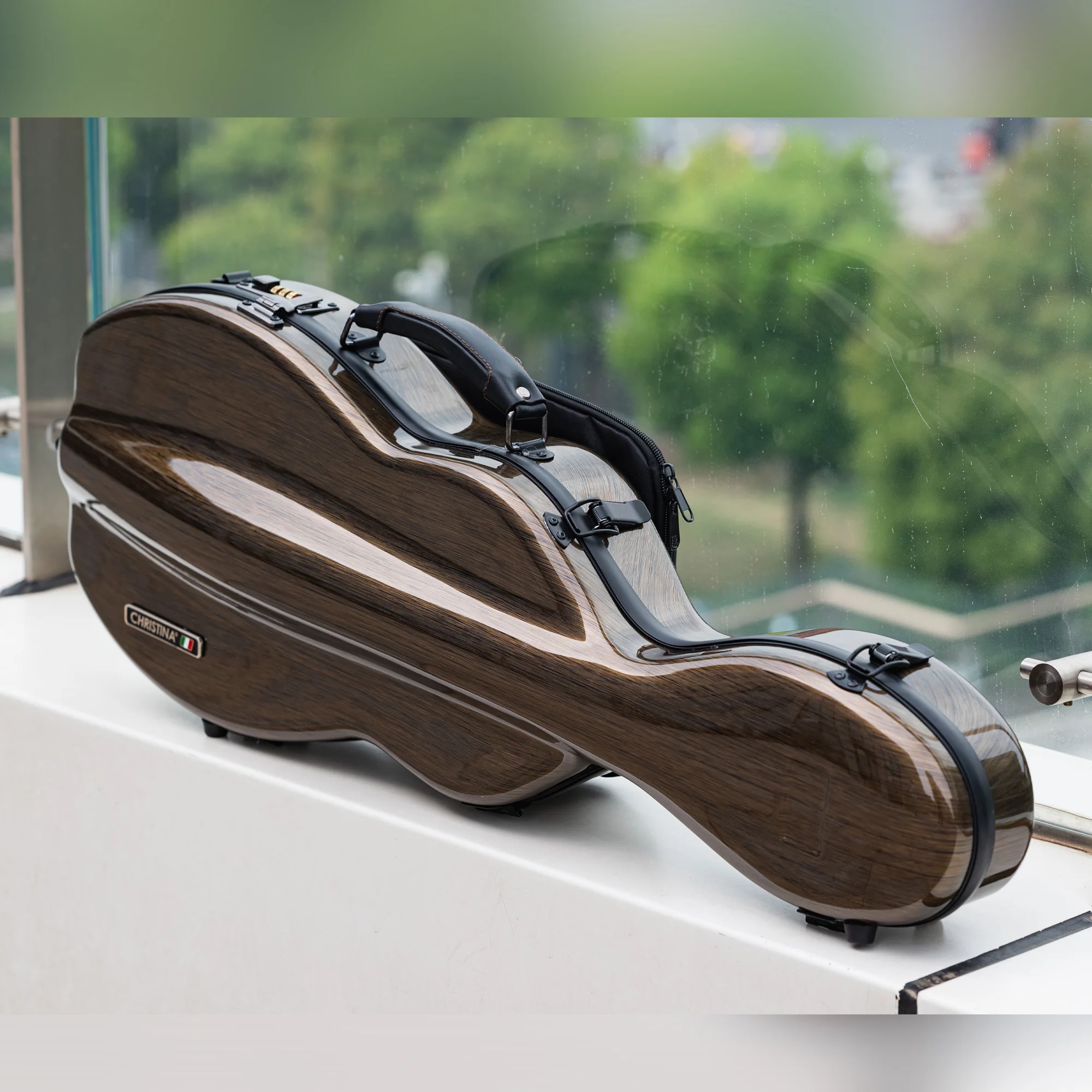 CHRISTINA Gourd-shaped Violin Case BV06 Multiple Colors Available 4/4 Size Composite Materials with Combination Lock Music Bag