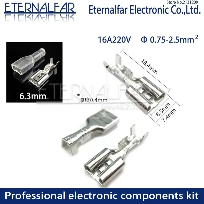 2.8mm 4.8mm 6.3mm Switch Wire Connectors Crimp 16A  Spade Terminals  Insulating Sleeves Plug springBig Packaging Bulk Wholesale