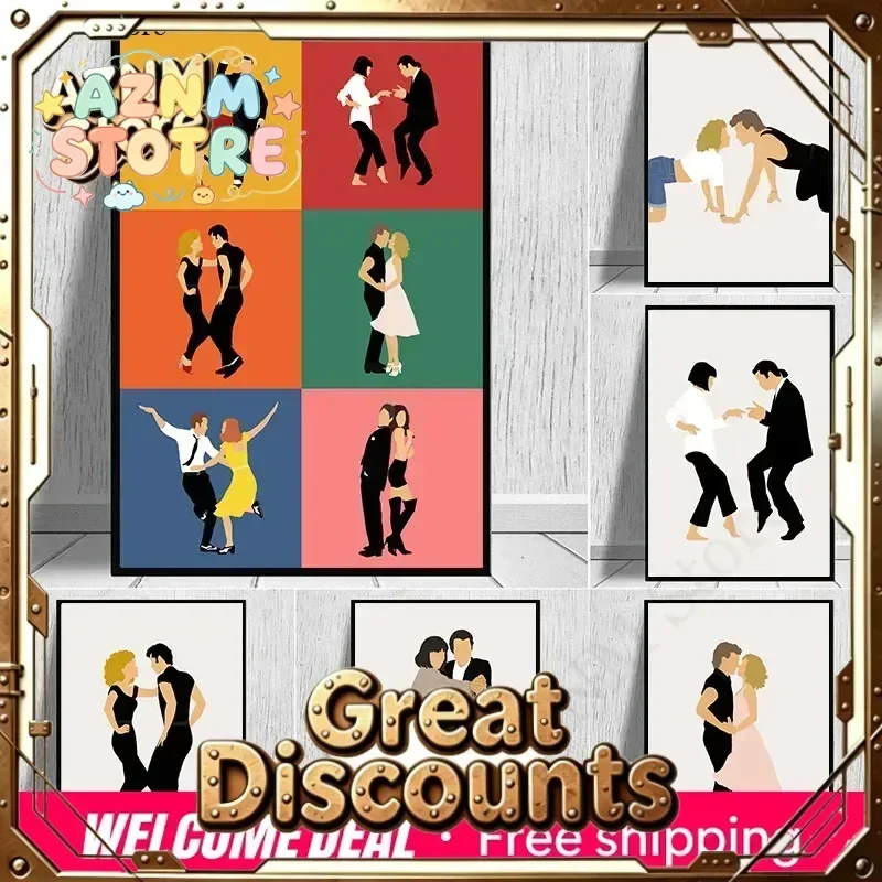 La La Land Dancing Grease Movie Posters Prints Wall Pictures Funny Pulp Fiction Abstract Minimalist Art Canvas Painting Decor