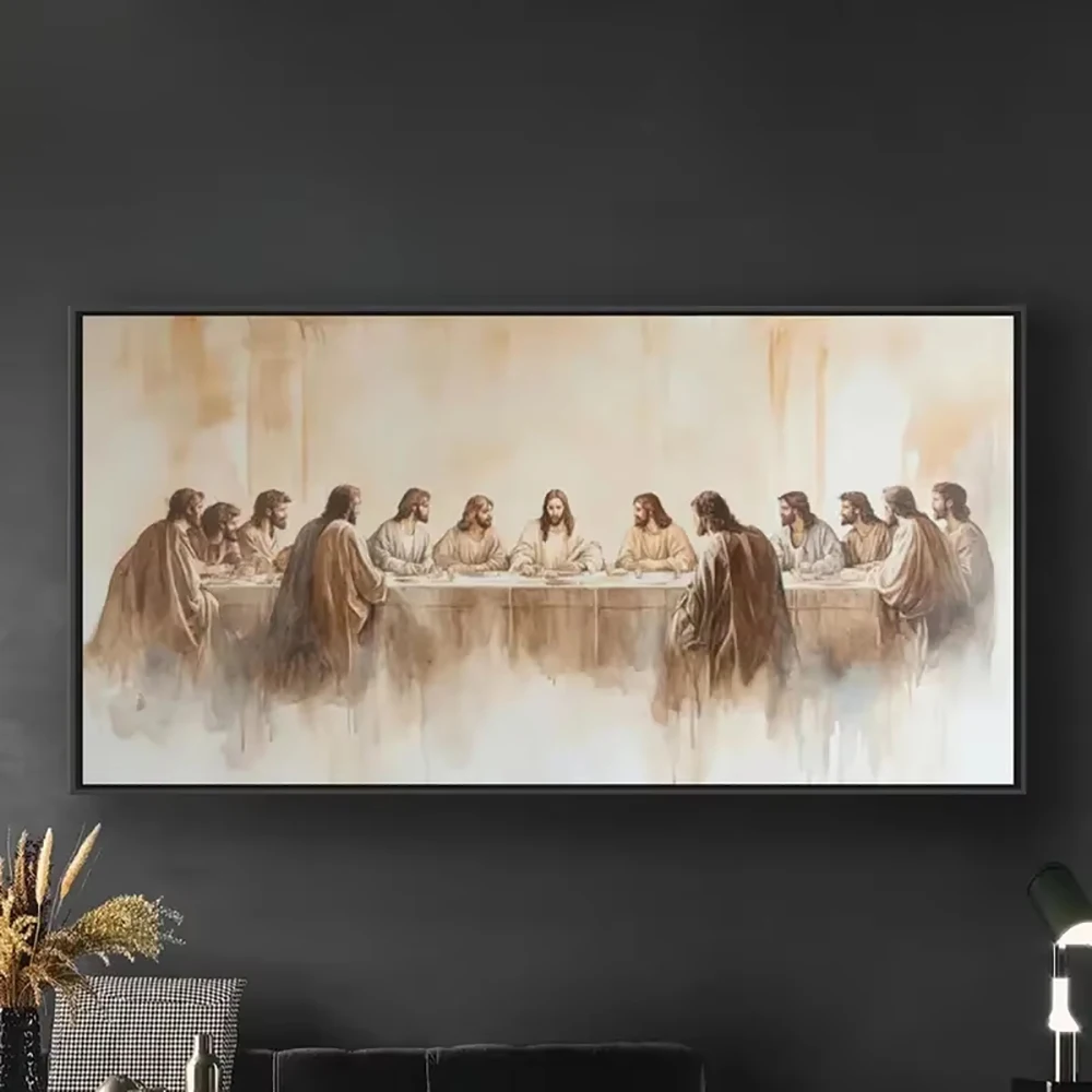 2D Flat Large Classical Large Last Supper Canvas Paintings Wall Art  Unframed Iconic Christian Canvas Prints for Room Decor