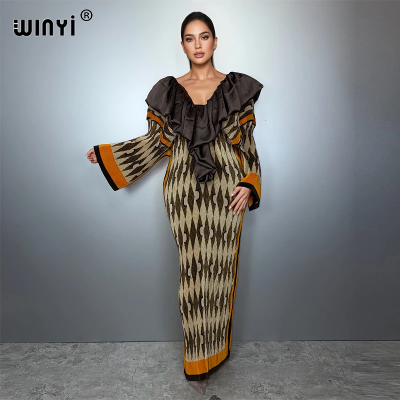WINYI-caftán plisado elástico ajustado a la moda, vestido de fiesta sexy con escote en v profundo, Abaya musulmana para mujer, ropa de playa para cubrir, abaya de lujo de Dubái