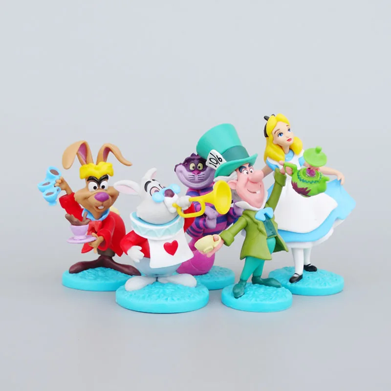 Alice In Wonderland Cheshire Cat White Rabbit Action Figures Cake Desk Decoration Collection Model Toys For Christmas Party Gift - view 2