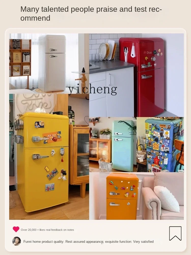 Refrigerator Red Retro Double Door Small Medium Household Kitchen Freeze Storage Mini